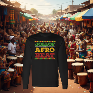 Jollof And Afrobeat <b>African</b> Food Long Sleeve T-<b>Shirt</b> Black <b>Men</b> Women Unisex Wear - Product Image 3
