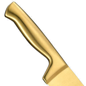 High Hardness Household Luxury Cooking Gold Titanium Coated Stainless Steel Kitchen <b>Knife</b> <b>Set</b> with Black Block - Product Image 4