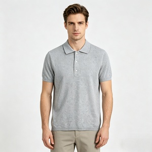 Suéter Polo de Punto de Algodón BCI para Hombre, Camiseta Polo de Manga Corta con Textura de Punto - Product Image 1