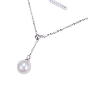 Collier en argent S925 en forme de Y avec pendentif en perle d'eau douce ronde de 8-9 mm sans défaut et chaîne réglable, port multiple - Product Image 5