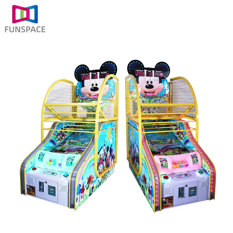 Peralatan Permainan Yang Paling Menguntungkan 2 Pemain Dioperasikan Koin Arcade Anak Mickeys Mesin Basket