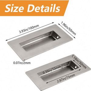 WEKIS 201 Stainless Steel 4-Inch X 2-Inch Recessed Sliding <b>Door</b> <b>Handle</b> Flush Kitchen Drawer <b>Pulls</b> Cabinet Hardware Hotel Villa - Product Image 3