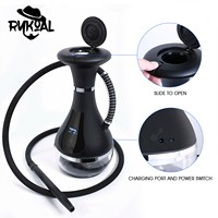 Vase à chicha électrique portable rechargeable Rykoal avec écran tactile LED, kit complet de chicha électronique chauffée