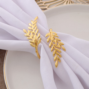 Kreative Luxus Servietten ring Golden Wheat Simulation Pearl Leaf Servietten halter Metall beschichtung Gerste Weizen Serviette Schnalle Hochzeiten - Product Image 1