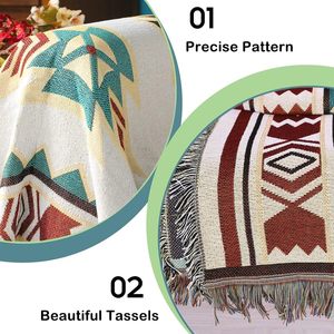 Knitted <strong>Throw</strong> Blanket Soft <strong>Outdoor</strong> Picnic Blanket Stylish Bohemian <strong>Throw</strong> for Camping Beach Tent - Product Image 2