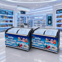 Équipement de réfrigération commerciale, vitrine de présentation de crème glacée avec porte en verre incurvée