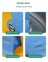 Sachets d'emballage en plastique à fond plat bleu mat de qualité alimentaire avec cordon de serrage portable pour thé, café en grains 80, 150, 250g, 113~454g