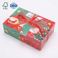 Emballage créatif pour cupcakes de Noël avec fenêtre, boîte d'emballage pour pâtisserie et cadeaux, papier kraft transparent