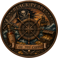 Pièce commémorative en cuivre .999 de 1 oz, pièce de défi Fille Pirate Perle Noire, finition antique, objet de collection, décoration métallique, cadeau