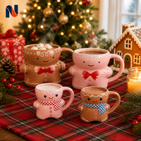 Tasse en céramique en forme de pain d'épices 3D, pour café, Noël, fêtes, usage domestique et professionnel