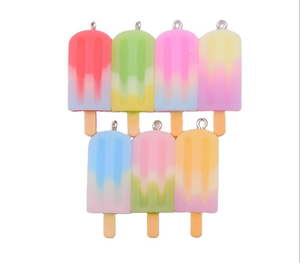 多色樹脂アイスクリームチャーム子供用模造食品アイスクリームジュエリーチャーム子供のおもちゃギフト樹脂漫画チャーム - Product Image 1