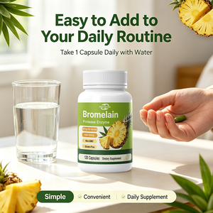 Capsules de bromélaïne 500 mg par dose, 1200 GDU/g, capsules végétariennes sans OGM ni gluten, complément alimentaire OEM - Product Image 4