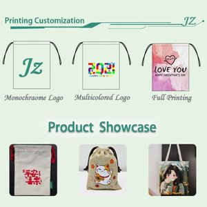Bolsas de tela de algodón muselina blancas con cordón y logotipo personalizado a bajo precio de fábrica, bolsas para zapatos, bolsas antipolvo personalizadas, bolsas para joyería - Product Image 6
