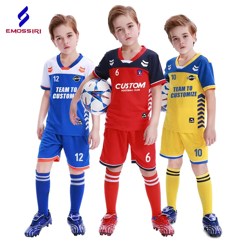 Groothandel Custom 100% Polyester Goedkope Kinderen Voetbal Jersey Ademende Voetbal Jersey Sets Voetbal Uniform Voor Kinderen Y305