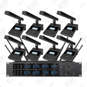 ระบบไมโครโฟนไร้สาย UHF ระดับมืออาชีพ BD-68 แบบ 1 ต่อ 8, ไมโครโฟนแบบมือถือและแบบติดตัวสำหรับการประชุมคาราโอเกะและการถ่ายทอดสดที่สามารถเปลี่ยนได้ - Product Image 5