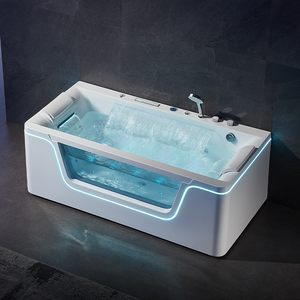 Baignoires à remous en acrylique WB-5040 Rokbath avec lumières LED et jets de massage avec cascade avec robinet de douche en verre - Product Image 3