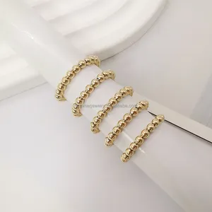 Fijne Sieraden 14K Soild Gouden Ringen Minimalistisch Design Bal Kraal Ringen Massief Goud Verstelbare Ringen