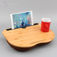 Table de bureau pour ordinateur portable prête à être expédiée avec plateau en bambou avec coussin d'oreiller antidérapant sur le canapé ou le lit