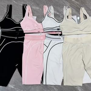 Dames 2-delige set, trendy naadloze geribbelde yogaleggings, hoge kwaliteit, pilates stretch, modieus, sportief, <span class=keywords><strong>workout</strong></span> - Product Image 5