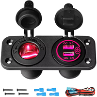 Haute norme double QC3.0 USB 2 Gang panneau combinaison USB prise de Charge de voiture avec combinaison de commutateur allume-cigare