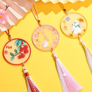 Pendentif brodé fait main DIY, style ethnique, broderie de Suzhou, thème paysage double face - Product Image 2
