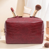 Trousse de Toilette Luxe Discret en Cuir Végétalien, Grande Trousse de Voyage Imperméable pour Hommes et Femmes, Organisateur de Cosmétiques, Cadeaux, Vente en Gros