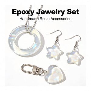 Resin Jewelry DIY Kit Crystal Clear Hard UV LED Lamp <b>Silicone</b> Molds Glitter Foil Flowers Pendants Earrings Keychains <b>Tools</b> Model - Product Image 3