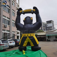 Ballon gonflable géant noir de la publicité de gorille de haut de 6m avec la bannière détachable