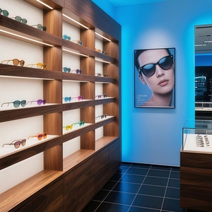 <strong>Yoshing</strong> New Arrival Customized Wooden LED Sunglasses Display Cabinet Eco-Friendly Design for Retail Optical Lens Eyewear - Product Image 5