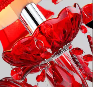 Suministro de fábrica, cristales decorativos de gota de lluvia para boda, lámpara de araña de cristal rojo con brillo moderno de lujo - Product Image 4