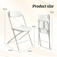 Chaise pliante portable en résine blanche avec structure métallique empilable pour événements intérieurs et extérieurs, mariages et salons – Vente en gros