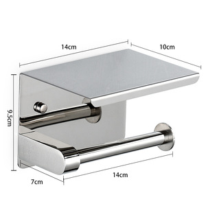 Porte-papier toilette, support pour téléphone portable, en acier inoxydable 304, pour usage domestique et public, installation sans perçage, papier toilette pour salle de bain - Product Image 6