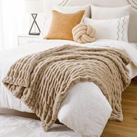 Couverture de luxe chaude et épaisse en fausse fourrure de lapin pour canapé, chaise et couchage – Textile de maison personnalisé pour l'hiver