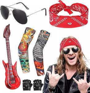 Kit d'accessoires de costume pour enfants 7 pièces, ensemble rock star, punk, heavy metal, déguisement pour garçons et filles, fête, cosplay, déguisement, fête à thème - Product Image 4
