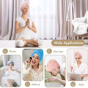 Tùy Chỉnh Cá Nhân SPA Phụ Nữ Siêu Thấm Nhanh Khô Mềm Ma Thuật Khăn Turban Với Nút Twist Bọc Sợi Nhỏ Tóc Khăn - Product Image 4