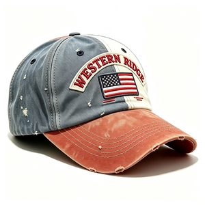 Gorra de Béisbol Vintage Lavada y Desgastada Estilo Dad Hat Unisex con Bordado Western Ridge Arch y Parche de Bandera de EE. UU., Visera Curva de Lona, Mágica - Product Image 4