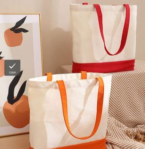 Sacs de shopping en toile de coton de couleur naturelle avec logo personnalisé, sacs fourre-tout en toile de coton vierge pour femmes - Product Image 6
