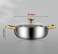 Batterie de cuisine Offre Spéciale en acier inoxydable de grande capacité Marmites de cuisine de qualité de restaurant avec double poignée dorée et couvercle en verre