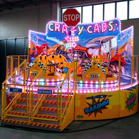Manèges de parc d'attractions sur le thème du fête foraine : Mini Break Dance, Crazy Cabs, Rotary
