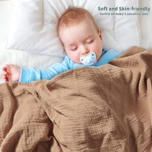 ผ้าห่อตัวเด็กมัสลิน 6 ชั้น ผ้าฝ้ายออร์แกนิค 100% ผ้าขนหนูเด็ก ระบายอากาศได้ดี เทคนิคการทอแบบผ้าปูที่นอน - Product Image 6