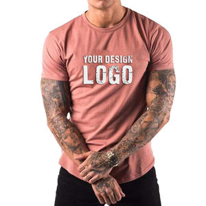 Camiseta Deportiva Ajustada y Delgada Personalizada al por Mayor para Hombre, Camiseta Deportiva de Alta Calidad 100% Algodón de Color Sólido para Correr - Product Image 1