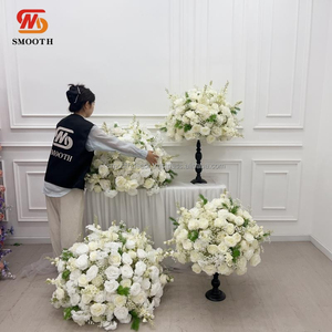 Boule de fleurs artificielle en soie lisse, rose, pour centre de table de mariage, décoration 60 cm - Product Image 2