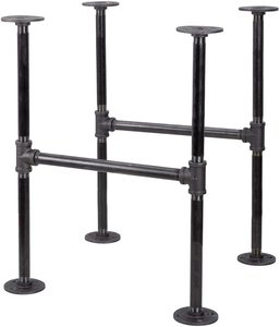 Industrial <strong>Desk</strong>, Computer Laptop <strong>Desk</strong> with <strong>Shelves</strong>, Industrial Bookcase <strong>Desk</strong> Wall Mount <strong>Floating</strong> Pipe Table with Storage - Product Image 2