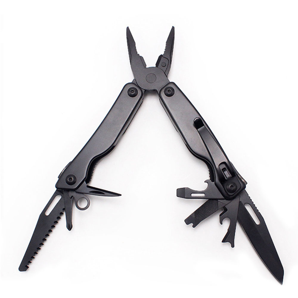 Black multi-function tool camping essential survival equipment folding pliers