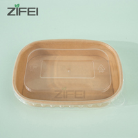Bol en papier rectangulaire jetable Zifei avec couvercle, boîte à emporter