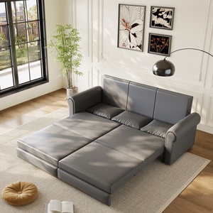 <span class=keywords><strong>Canapé</strong></span>-<span class=keywords><strong>lit</strong></span> 3-en-1 King Size 93,7 pouces, style Chesterfield vintage, avec fonction <span class=keywords><strong>lit</strong></span> gigogne et accoudoirs roulés - Product Image 2