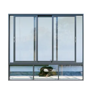 Vidros duplos 3 faixas alumínio janela deslizante janelas deslizantes