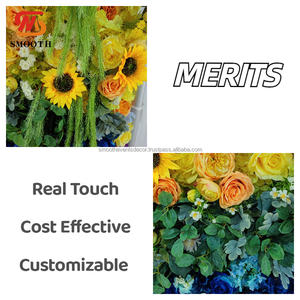 Muro de Flores Artificiales Personalizado SMOOTH, Colorido, con Rosas y Girasoles, Fondo Floral de Seda 5D, Decoración para Fiestas de Cumpleaños - Product Image 4