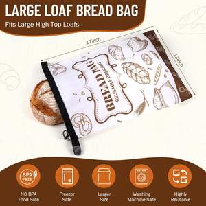 <span class=keywords><strong>Sac</strong></span> de stockage <span class=keywords><strong>réutilisable</strong></span> de levain de LOGO personnalisé avec la fermeture éclair grand récipient de congélateur pour garder le <span class=keywords><strong>pain</strong></span> frais - Product Image 3