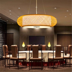 Bamboo Pendant <b>Light</b> Round Led Ceiling Lamp For Home <b>Dining</b> Bedroom Tea Room Yoga Studio Living Room 10-15 Sqm - Product Image 1